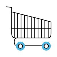 carrito de compras compra línea de marketing móvil y comercio electrónico e ícono de estilo de relleno vector