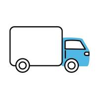 delivery truck transport marketing and e commerce line and fill style icon vector