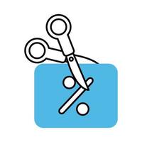 scissors cutting tag price discount mobile marketing and e commerce line and fill style icon vector