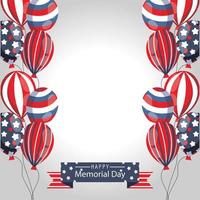 Balloons with ribbon of memorial day vector design