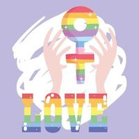 lgtbi female gender with hands and love text vector design
