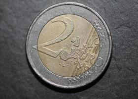 Fotografías macro de monedas de euro fondo moneda de 2 euros año de fabricación 2002 país grecia impresiones de gran tamaño de alta calidad foto