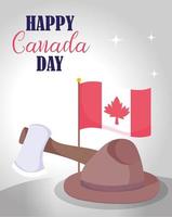 Canadian flag axe and hat vector design