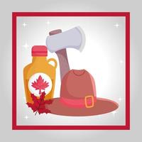 Canadian maple syrup axe and hat vector design