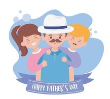 Father son and daughter on fathers day vector design