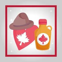 diseño de vector de corazón y sombrero de jarabe de arce canadiense