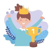 daughter with trophy and crown vector design