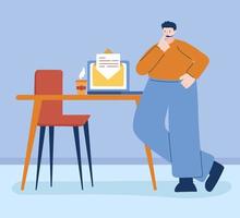 Man with laptop and envelope vector design