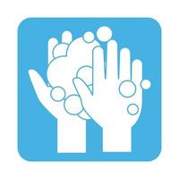 covid 19 coronavirus prevention washing hands block style icon vector