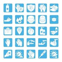 covid 19 coronavirus prevention pandemic disease outbreak icons set line style vector