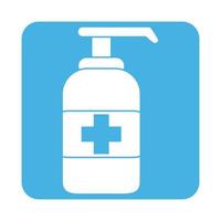 covid 19 coronavirus prevention bottle disinfectant product block style icon vector