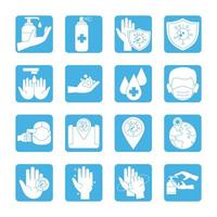 covid 19 coronavirus prevention pandemic disease outbreak icons set line style vector