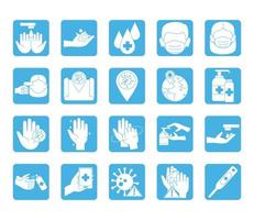 covid 19 coronavirus prevention pandemic disease outbreak icons set line style vector