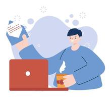 Man with laptop and envelope vector design