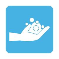 covid 19 coronavirus prevention washing hands foam block style icon vector