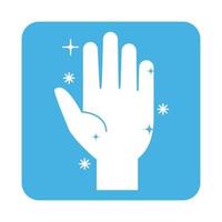 covid 19 coronavirus prevention infection free clean hand block style icon vector