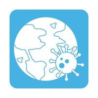 covid 19 coronavirus pandemic disease world spread block style icon vector