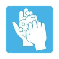covid 19 coronavirus prevention wash hands sanitize protection block style icon vector