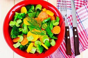 Steamed Vegetables Potatoes, Carrots, Cauliflower, Broccoli photo