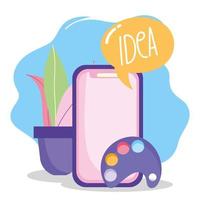 comunicación y tecnología, idea de creatividad de color de paleta artística de smartphone vector