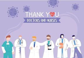 thanks, doctors, nurses, physicians community medical staff vector