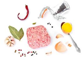 Chopped Meat on White Background photo