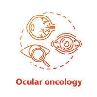 Ocular oncology concept icon. Eye neoplasm diagnosis and treatment. Structure, functioning of eye. Ophthalmology idea thin line illustration. Vector isolated outline RGB color drawing