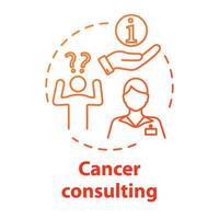 Cancer consulting concept icon. Consultant giving information in health problems to patient. Healthcare idea thin line illustration. Vector isolated outline RGB color drawing