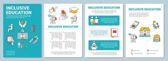 Inclusive education brochure template. Learning program for disabled. Flyer, booklet, leaflet print, cover design with linear icons. Vector layouts for magazines, annual reports, advertising posters