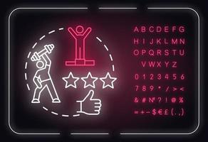 Self efficacy neon light concept icon. Personal potential realization idea thin line illustrationidea. Outer glowing sign with alphabet, numbers and symbols. Vector isolated RGB color illustration