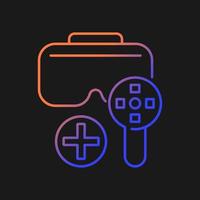 Can be used with game controller gradient vector manual label icon for dark theme. Thin line color symbol. Modern style pictogram. Vector isolated outline drawing for product use instructions
