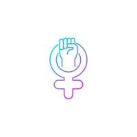 Female symbol gradient linear vector icon. Pride in sisterhood. Clenched fist in venus sign. Self respect. Thin line color symbol. Modern style pictogram. Vector isolated outline drawing