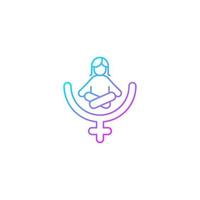 Female gender identity gradient linear vector icon. Feminist therapy. Women empowerment. Mindfulness movement. Thin line color symbol. Modern style pictogram. Vector isolated outline drawing