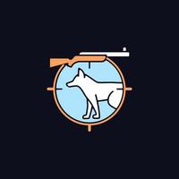 Small game hunting RGB color icon for dark theme. Pursue smaller side animals. Hunting with trained dogs. Isolated vector illustration on night mode background. Simple filled line drawing on black