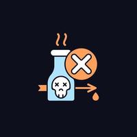 Illegal poison hunting RGB color icon for dark theme. Prohibit poisonous and toxic substances usage. Isolated vector illustration on night mode background. Simple filled line drawing on black