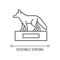 Taxidermy linear icon. Preserving and stuffing wild dead animals. Animal body display. Thin line customizable illustration. Contour symbol. Vector isolated outline drawing. Editable stroke