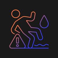 Do not use on wet surface gradient vector manual label icon for dark theme. Thin line color symbol. Modern style pictogram. Vector isolated outline drawing for product use instructions