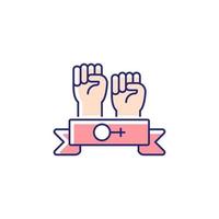 comunidad de mujeres icono de color rgb. Apoyar la igualdad de derechos para las mujeres. solidaridad feminista. lucha contra el sexismo y la discriminación. empoderamiento femenino. ilustración vectorial aislada. dibujo lineal relleno simple vector