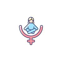 Female gender identity RGB color icon. Venus symbol. Feminist therapy. Women empowerment. Mindfulness movement. Mental health. Women wellness. Isolated vector illustration. Simple filled line drawing