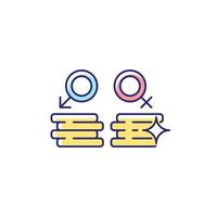 Workplace gender equality RGB color icon. Equal pay for work. Fighting inequality in wages. Salary discrimination prevention. Equal value. Isolated vector illustration. Simple filled line drawing