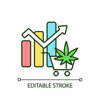 Global legal marijuana market RGB color icon. Spikes in cannabis consumption. Increased revenue. Profitable industry. Isolated vector illustration. Simple filled line drawing. Editable stroke