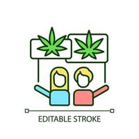 Marijuana legalization protest RGB color icon. Cannabis rights movement. Marijuana activists. Drug liberalization. Isolated vector illustration. Simple filled line drawing. Editable stroke