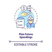 Plan future spendings concept icon. Budget calculation abstract idea thin line illustration. Income and expense analysis. Financial planning. Vector isolated outline color drawing. Editable stroke