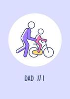 Number one dad greeting card with color icon element. Wishes for celebrating fathers day. Postcard vector design. Decorative flyer with creative illustration. Notecard with congratulatory message