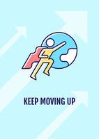 Move up career ladder greeting card with color icon element. Congrats for job promotion. Postcard vector design. Decorative flyer with creative illustration. Notecard with congratulatory message