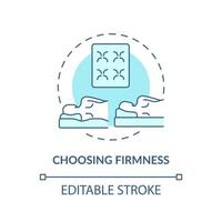 Choosing firmness blue concept icon. Mattress type abstract idea thin line illustration. Comfortable sleeping, backbone health. Orthopedic bed. Vector isolated outline color drawing. Editable stroke