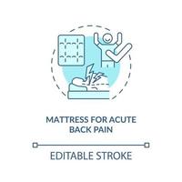 Mattress for acute back pain blue concept icon. Mattress type abstract idea thin line illustration. Preventing neck ache. Comfortable sleeping. Vector isolated outline color drawing. Editable stroke