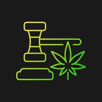 Icono de vector de gradiente de legalización de cannabis para tema oscuro. venta y uso recreativo legal. legalidad de la marihuana. símbolo de color de línea delgada. pictograma de estilo moderno. dibujo de contorno aislado vectorial