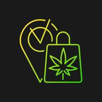 Icono de vector de gradiente de dispensario de marihuana para tema oscuro. tienda minorista de cannabis recreativo. comprar productos legalmente. símbolo de color de línea delgada. pictograma de estilo moderno. dibujo de contorno aislado vectorial