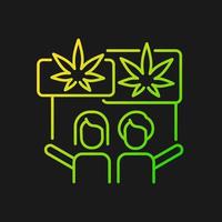 Marijuana legalization protest gradient vector icon for dark theme. Cannabis rights movement. Marijuana activists. Thin line color symbol. Modern style pictogram. Vector isolated outline drawing